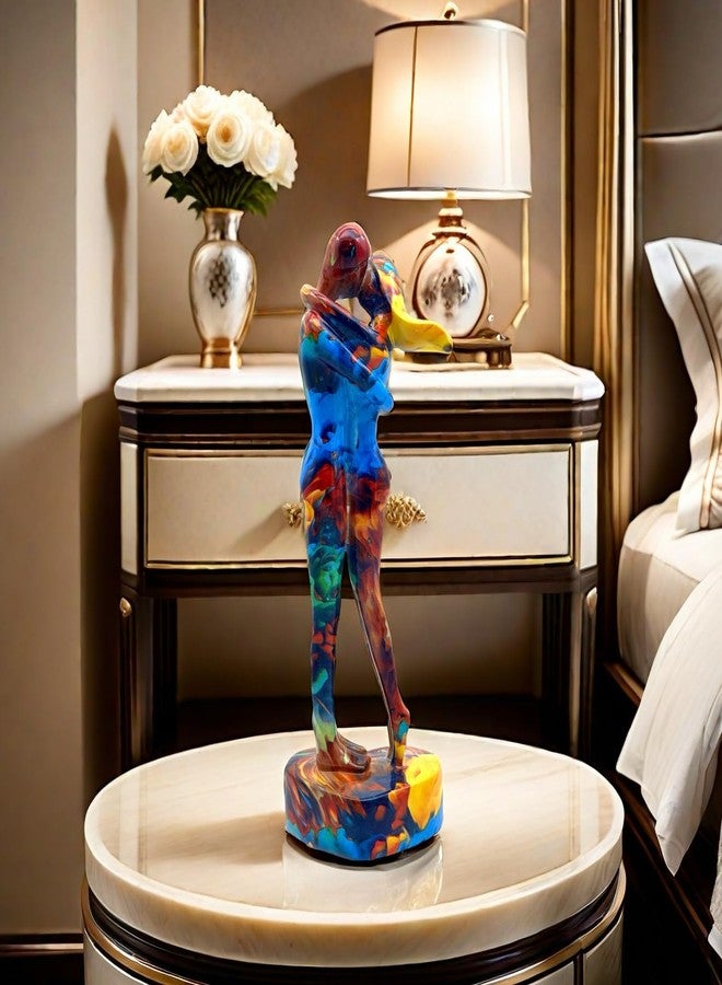 SHTWX 10.5 Inch Couple Sweethearts Lover Hug Kissing Statue Figurine Sculpture Resin Collectible Gifts for Office Home Decor Desk Accessories Decoration Figurines (Multicolor) - Image 2